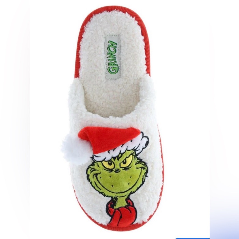 Grinch Santa Hat Fleece Slippers Women’s L 9-10 NWOT